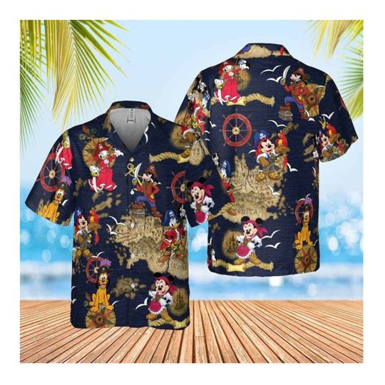 Mickey Pirate Hawaiian Shirt, Disney Cruise Hawaiian, Pirate's Life Button Up Shirt, Disney Trip Shirt