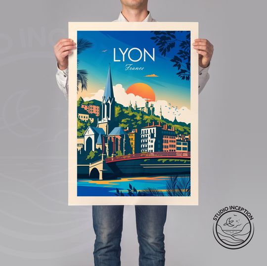 Lyon Print, France Travel Poster