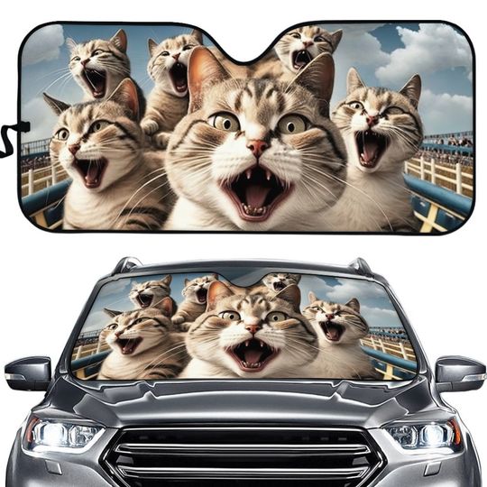 Discover Cute Cat Car Auto Sun Shade, Funny Cat Windshield Car Accessories