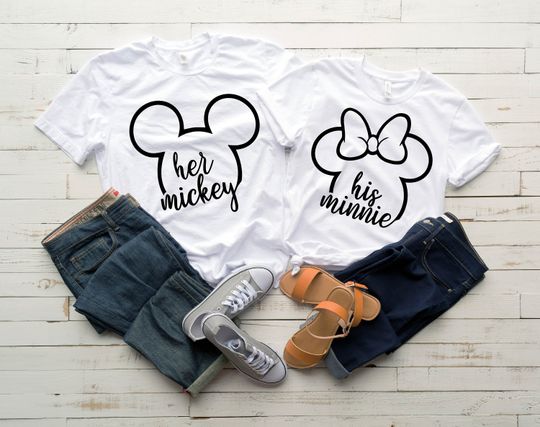 Her Mickey, His Minnie,Disney Bride,Disney,Disney Wedding,Bride Shirt,Bride Gift,Honeymoon Shirts