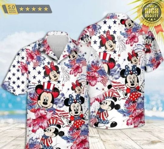 Mickey Mouse Disney Hibiscus 4th Of July Gift Disney Hawaiian Shirt
