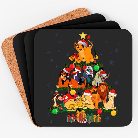 Lion King Characters Christmas Tree Coasters, Disney Christmas Coasters