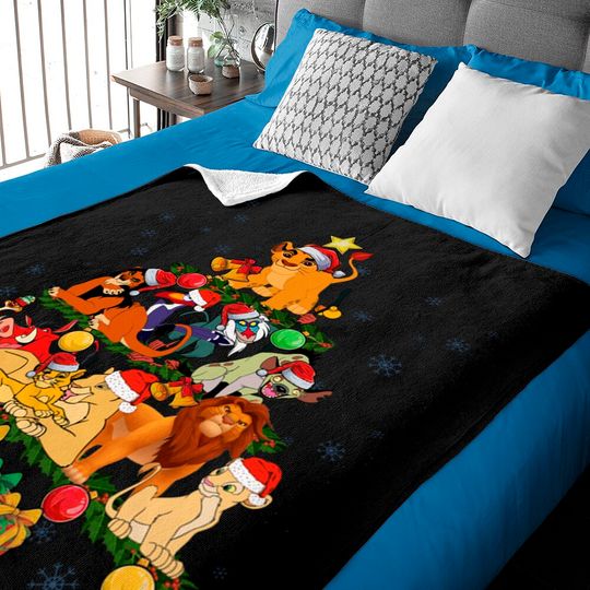 Lion King Characters Christmas Tree Baby Blankets, Disney Christmas Baby Blankets