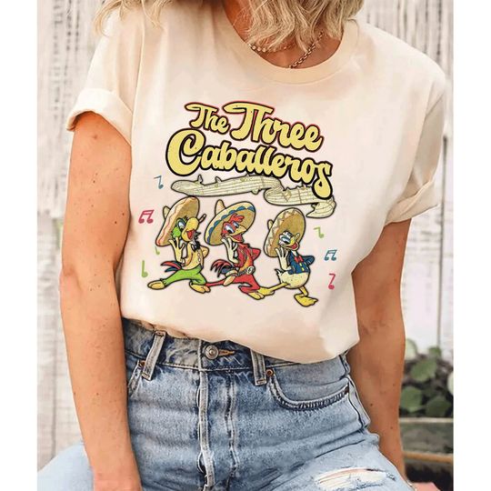 Retro Disney The Three Caballeros Classic Donald Duck Jose Carioca Panchito Pistoles Shirt