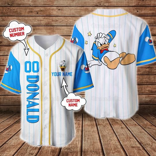 Personalized Donald Duck Baseball Jersey, Disney Donald Jersey Shirt