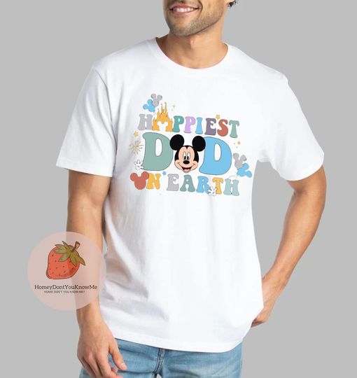Happiest Dad on earth Shirt, Mickey Balloons Mickey head Disney Castle Shirt