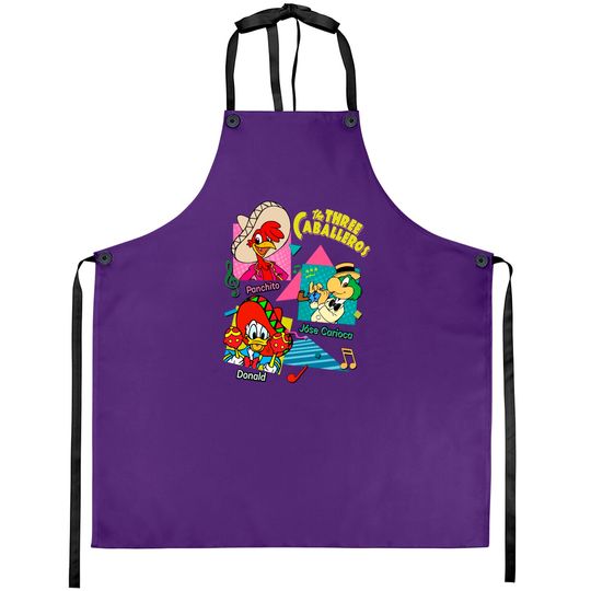 Retro 90s Disney The Three Caballeros Aprons, Jose Donald Duck Panchito Aprons