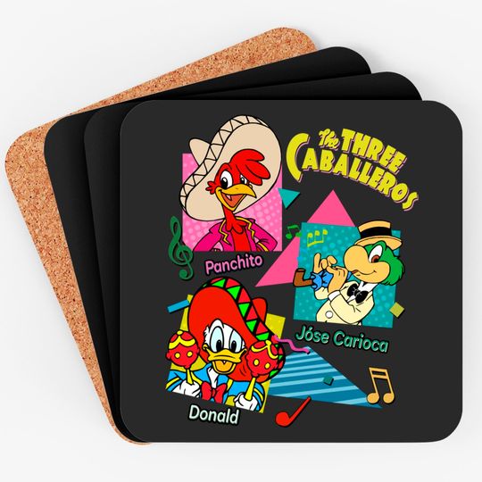 Retro 90s Disney The Three Caballeros Coasters, Jose Donald Duck Panchito Coasters