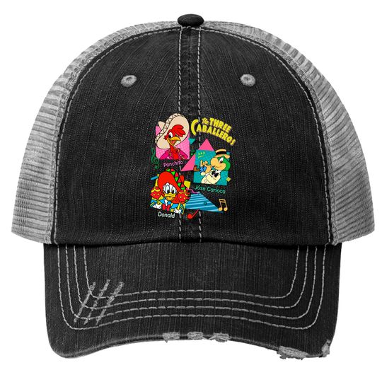 Retro 90s Disney The Three Caballeros Trucker Hats, Jose Donald Duck Panchito Trucker Hats