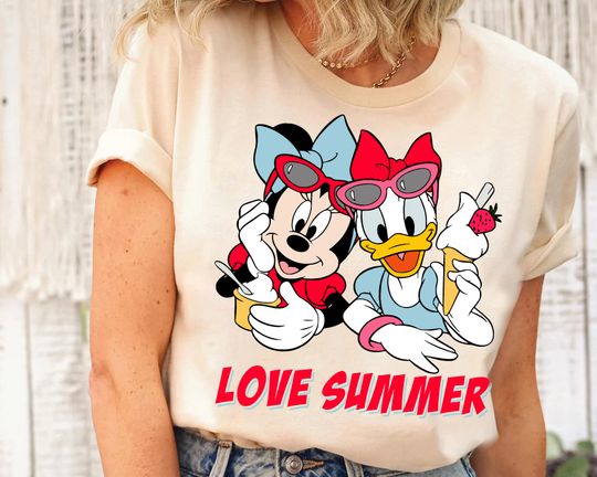 Disney Minnie and Daisy Love Cream Love Summer T-Shirt, Disney Bestie Shirt, Disneyland Vacation Trip, Matching Family Vacation Shirts