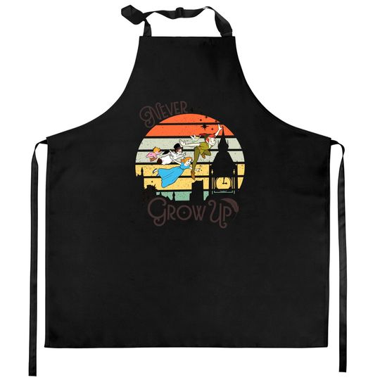 Never grow up vintage Disney Kitchen Aprons, Peter Pan Vintage retro Kitchen Aprons, Disney trip 2023 Kitchen Aprons