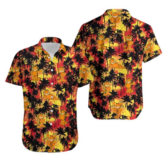 Garfield Hawaiian Shirt, Disney Hawaiian Shirt, Aloha Hawaiian Shirt, Vacation Hawaiian Shirt