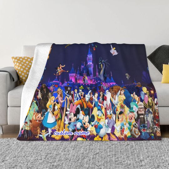 Two Layers Blanket Disney Collection Custom Name Printed Bedspread Travel Camping Blanket Christmas Gift
