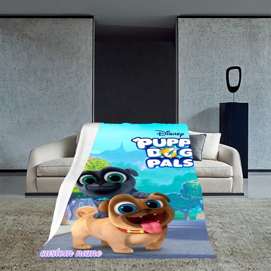 Disney Puppy dog pals Custom Name Soft Flannel Blanket Throw All Seasons Sofa Warm Blankets