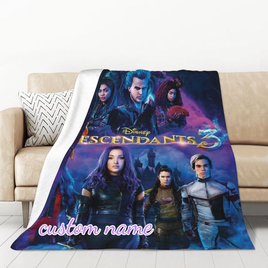 Custom Name Blanket Disney Descendants Tapestry Personalized Blankets Birthday Gift