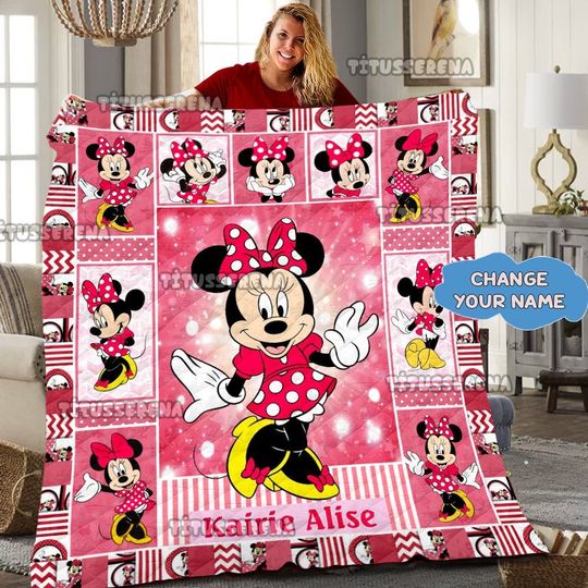 Personalized Disney Minnie Mouse Quilt | Minnie Mickey Fleece Blanket | Minnie Mouse Birthday Gifts