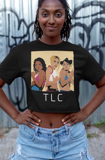 TLC Crop Top 90s R&B T-Boz Left Eye Chilli 90's Champion Women's Heritage Cropped