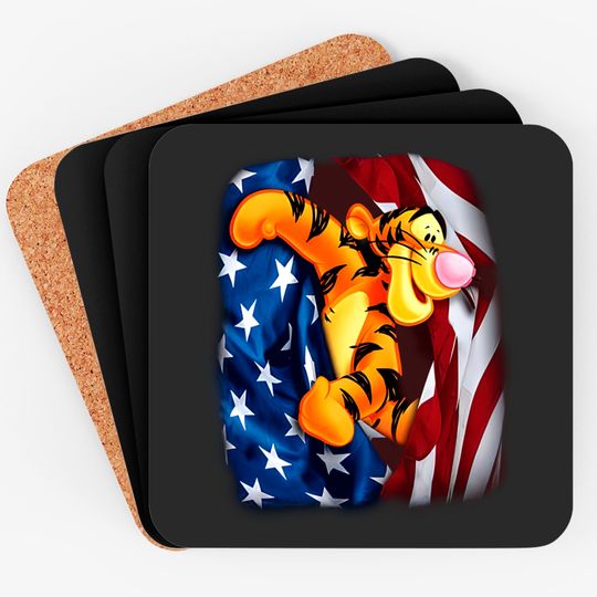 Tigger Flag American 4th of July, Colorful Disney  Coasters