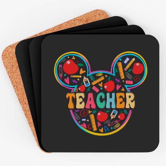 Mickey Teacher Coasters, Disney Coasters, Teacher Gift Coasters