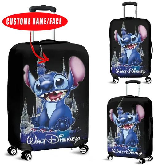 Stitch Castle Suitcase Cover,Disney Adventure Awaits Luggage Cover,Personalized Name Luggage Cover
