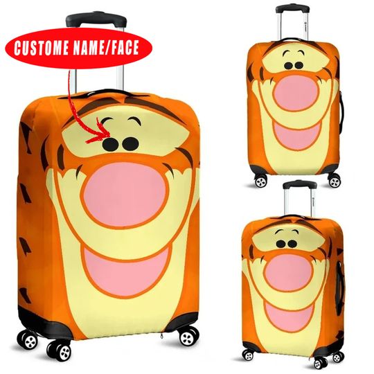 Tigger Suitcase Cover,Disney Adventure Awaits Luggage Cover,Personalized Name Luggage Cover