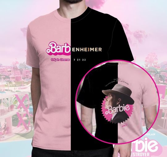Barbenheimer Barbie Movie Oppenheimer 3D Shirt, 2 Side Barbie Movie T-Shirt