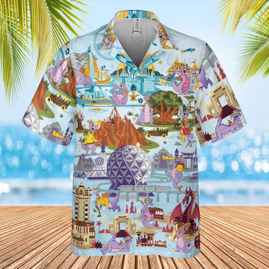 Disney Epcot Mickey Hawaii Shirt, Disney Figment Funny Beach Shirt, Hawaiian Shirt