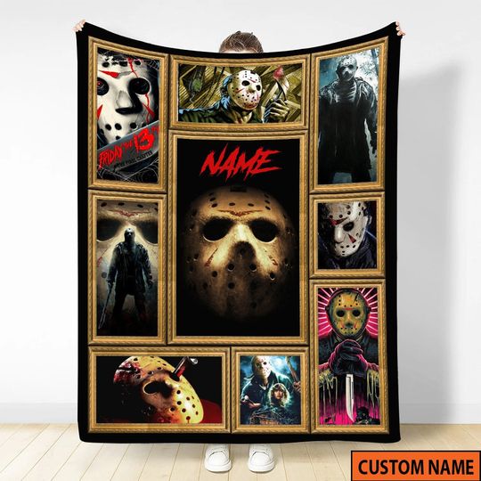 Personalized Name Halloween Movies Character Blanket, Horror Movie Fleece