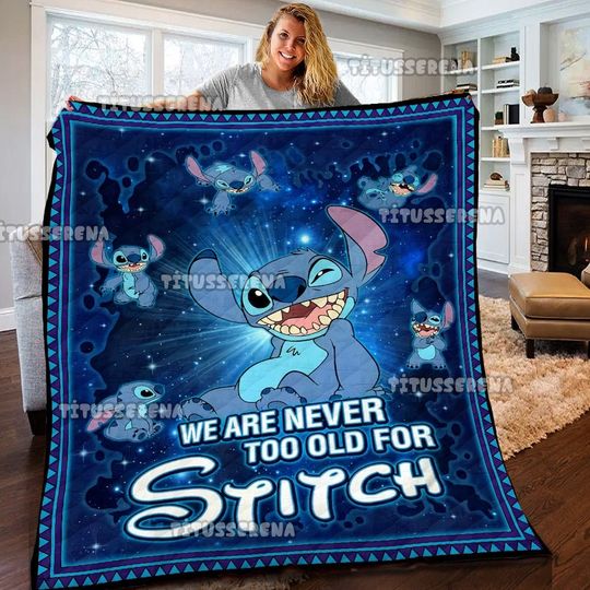 Discover Personalized Disney Stitch Fleece Blanket, Disney Lilo and Stitch Sherpa Blanket
