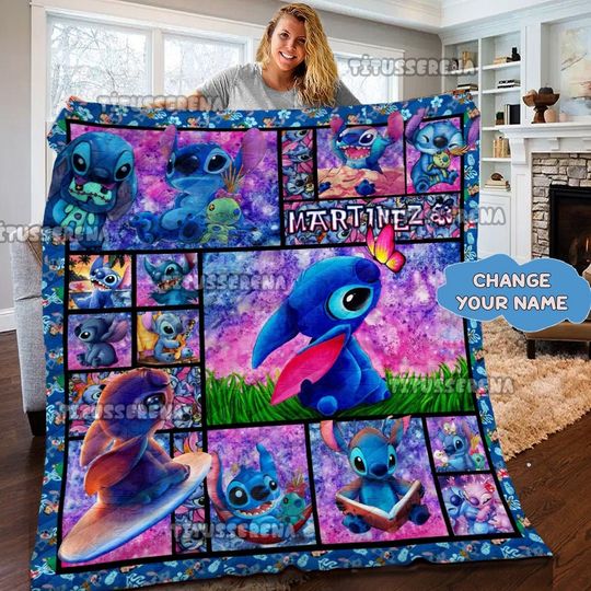 Personalized Disney Stitch Fleece Blanket | Disney Lilo and Stitch