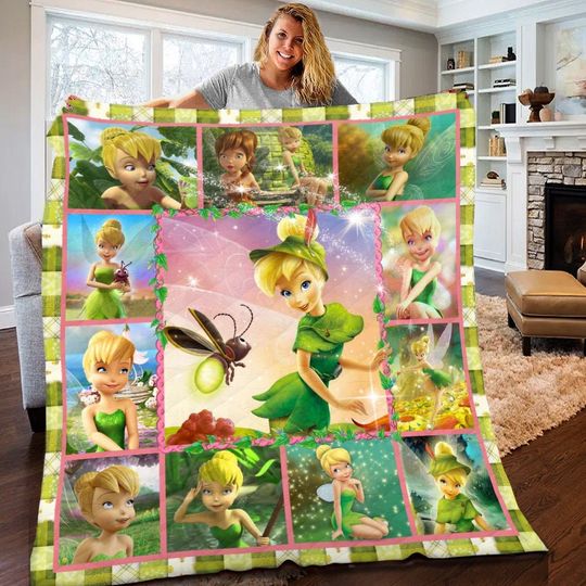 Personalized Disney Tinkerbell Fleece Blanket, Tinkerbell Blanket