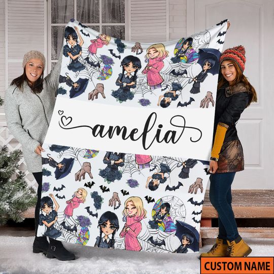 The Addams Family Fleece Blanket, Wednesday Addams Blanket, Horror Movie Blanket, Halloween Gifts