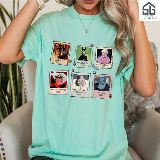 Funny Disney Villains Group, Disney Villains Mugshot Squad Ursula Evil Queen Cruella Shirt