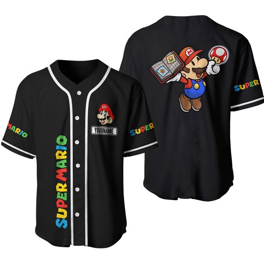 Super Mario Shirt, Super Mario Baseball Jersey, Mario Jersey Shirt