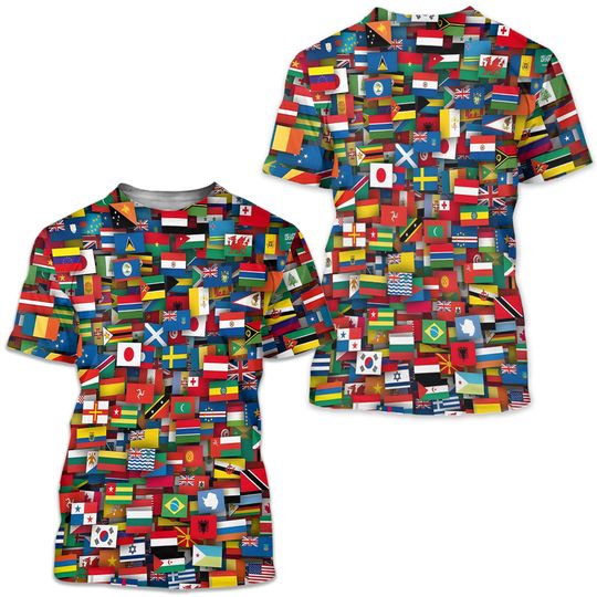 Discover Unisex Flags Of All Countries Of The World 3D All Over Print T-shirt