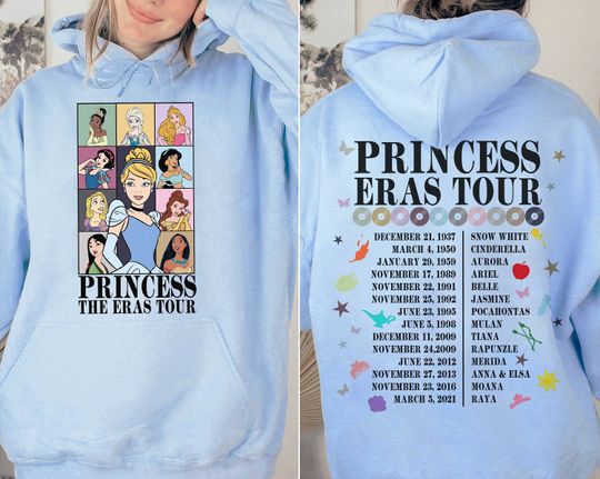 Princess Eras Tour Double Side Hoodie, Vintage Disney Royal Tour Retro