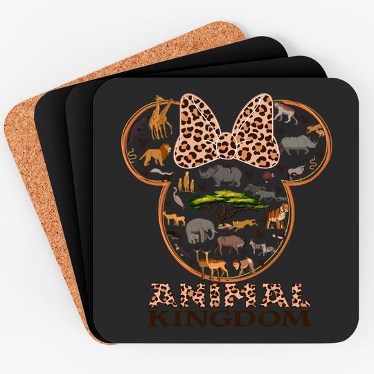 Disney Animal Kingdom Minnie Ears  Coasters, Disney Safari Coasters, Minnie Mouse Coasters, Disney Wild Coasters