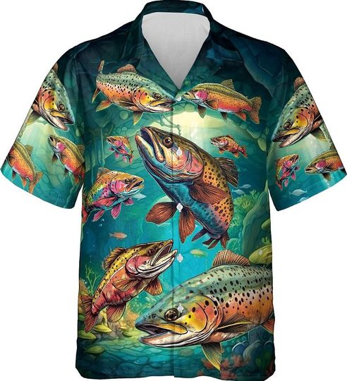 Trout Fishing Summer Men Hawaiian Shirt