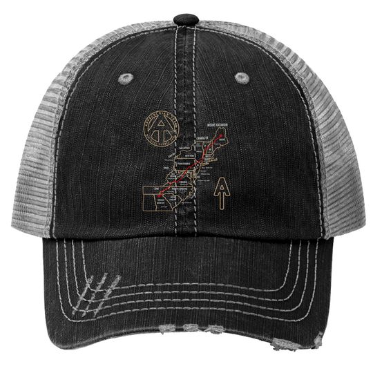 Appalachian Trail Hiking Map, Outdoor Adventure Trailing Trucker Hats Trucker Hats
