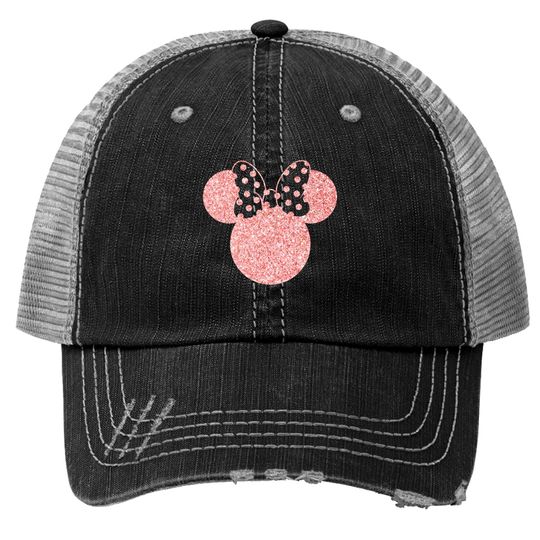 Disney Trucker Hats, Disney Ear Trucker Hats, Glitter Rose Gold Minnie