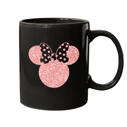 Disney Mugs, Disney Ear Mugs, Glitter Rose Gold Minnie
