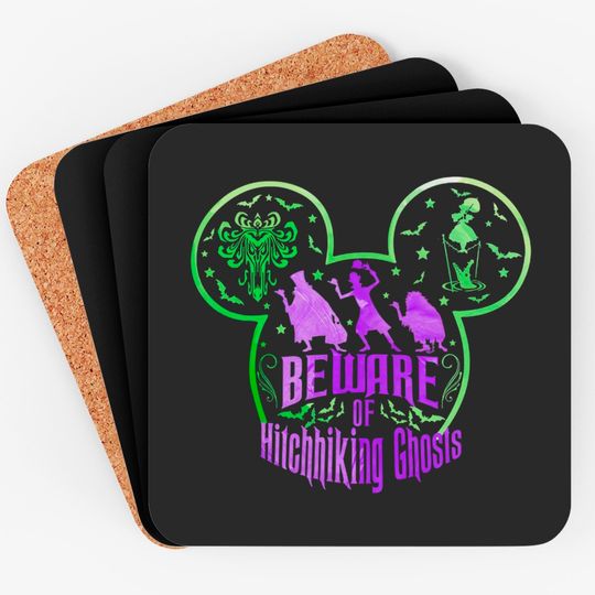 Beware Of Hitchhiking Ghosts Halloween Coasters, Disney Haunted Mansion