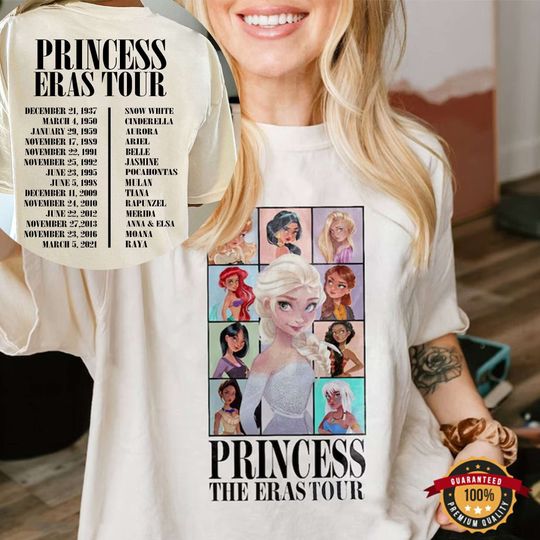 Princess Eras Tour Double-Sided Disney Shirt, Disney Princess Shirt, Midnights Shirt