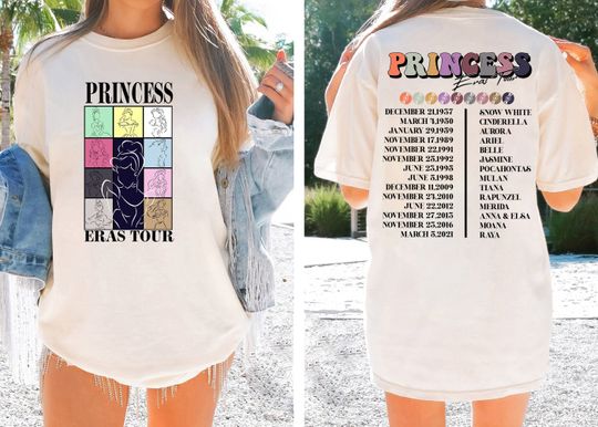 Princess Eras Tour Double-Sided Shirt, Disney Princess Shirt, Midnight Shirt, Birthday Princess