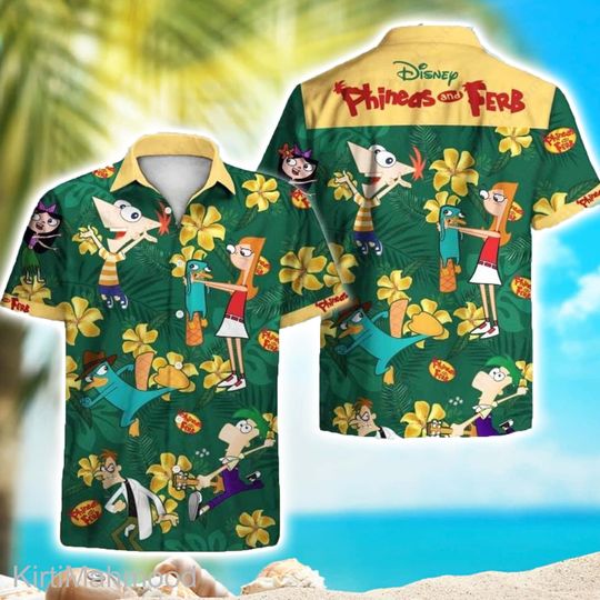 Disney Phineas And Ferb Funny Cartoon Hawaiian Shirt, Disney Perry