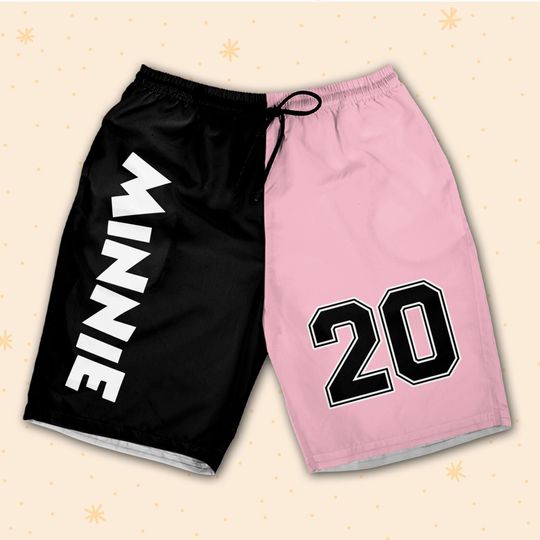 Personalize Minnie Baseball Black Pink Shorts JS Custom Shorts For Fans Disney