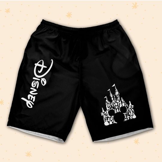 Discover Disney Castle Black Shorts JS Shorts For Fans Disney