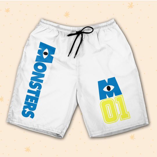 Disney Monsters Inc Mike Wazowski Baseball White Shorts JS Shorts For Fans Disney