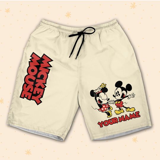 Personalize Mickey Classic Love Custom Name Shorts JS Shorts Sports Outfits Cute Gifts For Fans Disney