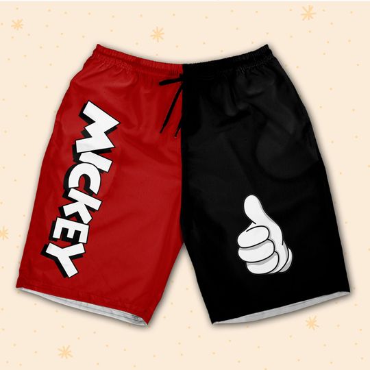 Mickey Baseball Red Black Shorts JS Shorts Sports Outfits Cute Gifts For Fans Disney